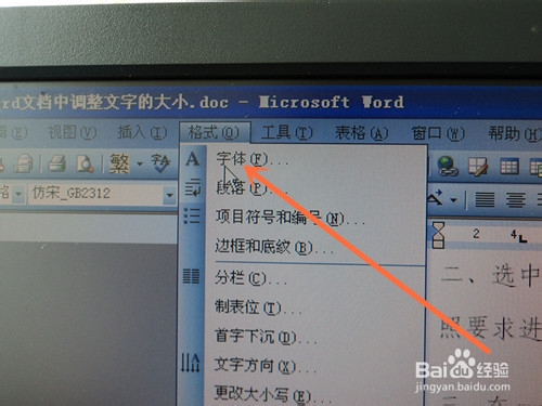 怎么样在word文档中调整文字的大小