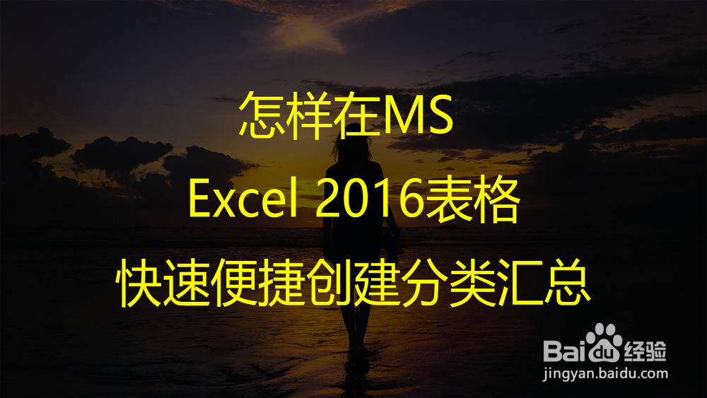 <b>怎样在MS Excel 2016表格快速便捷创建分类汇总</b>