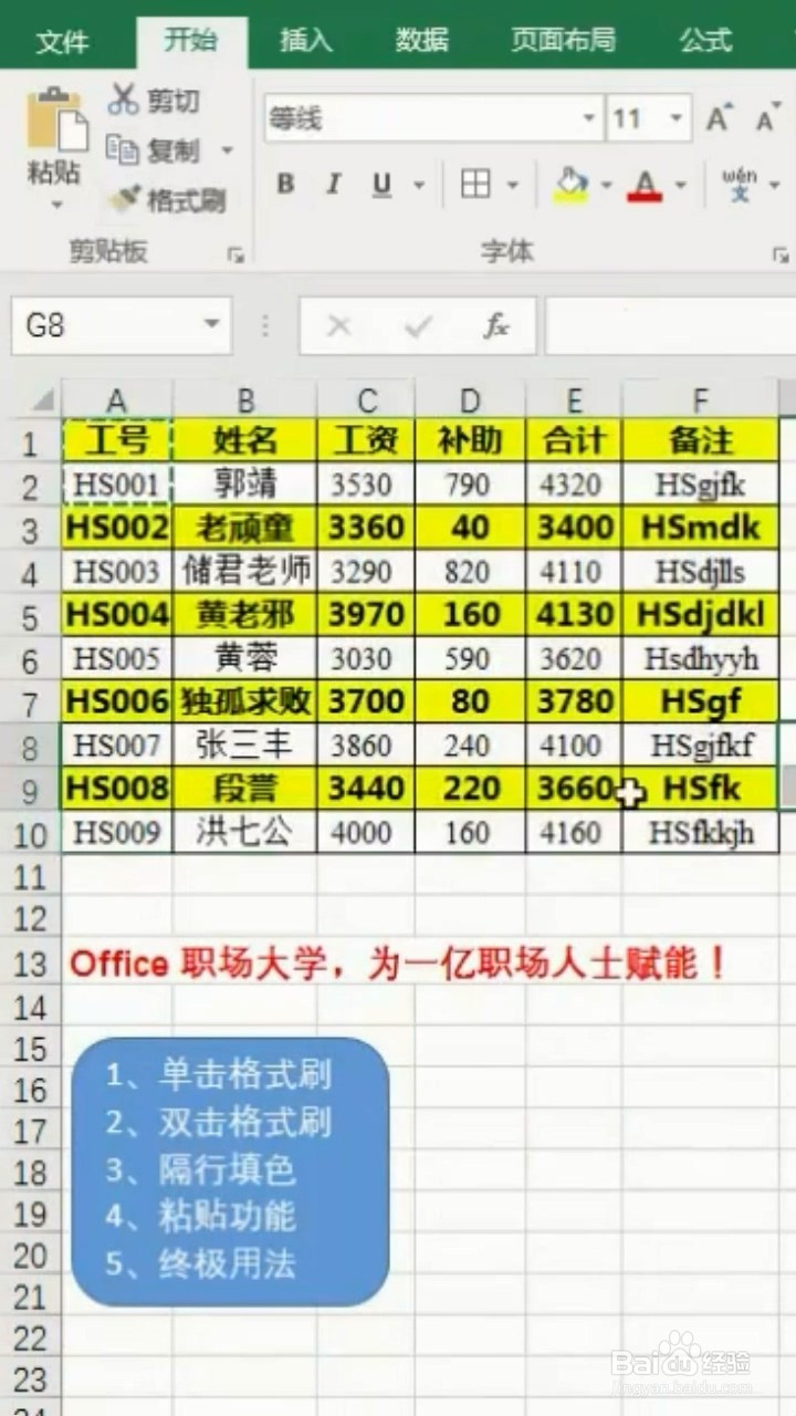 Excel格式刷的不同用法
