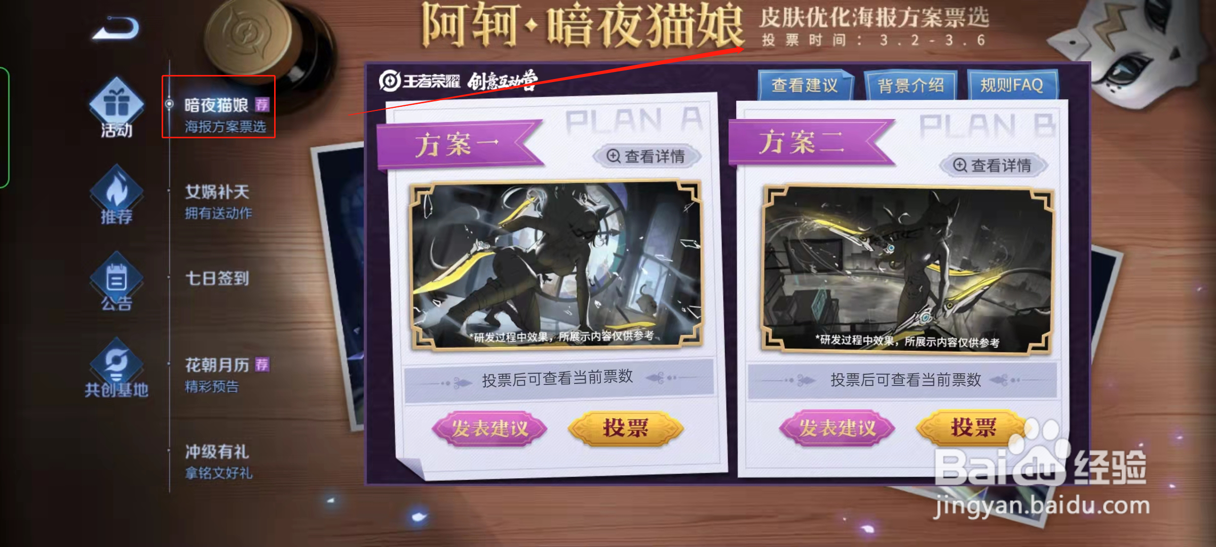 王者荣耀阿轲暗夜猫娘皮肤优化投票时间