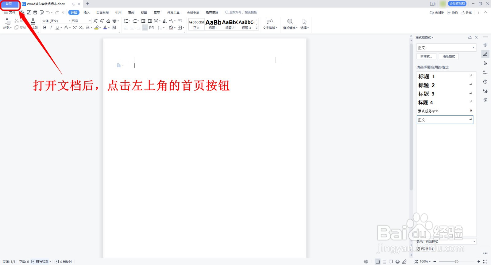 WPS文档如何插入简约风生活图标的套装裙标志