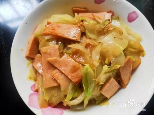 棒菜炒午餐肉---养生菜系列