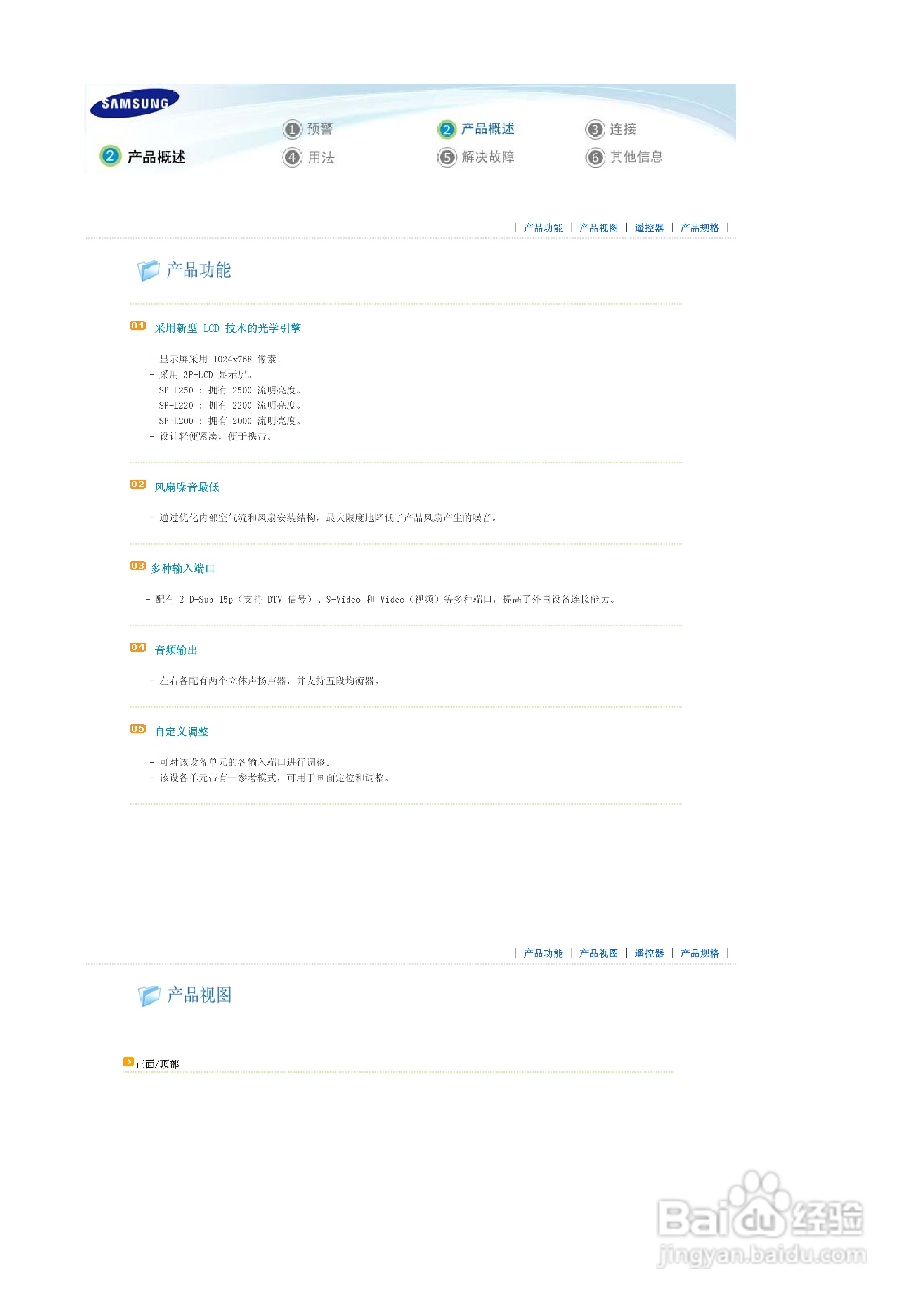 三星SP-L200投影仪简体中文版说明书:[1]