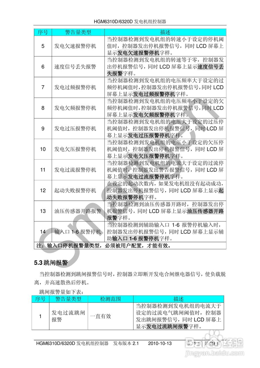 众智科技HGM6310D/6320D 控制器用户手册:[2]