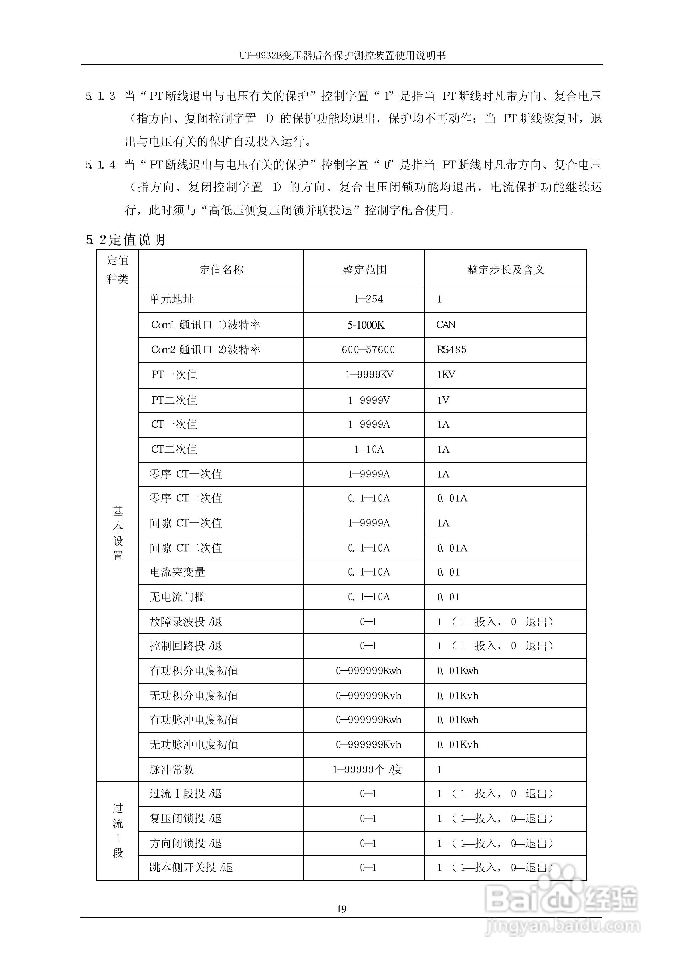优特电力T-9932B变压器后备保护测控装置使用说明书:[3]