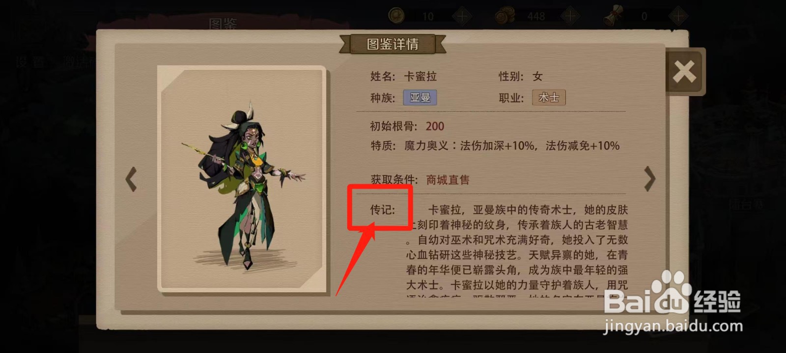 时间之钥怎样查看卡蜜拉的传记