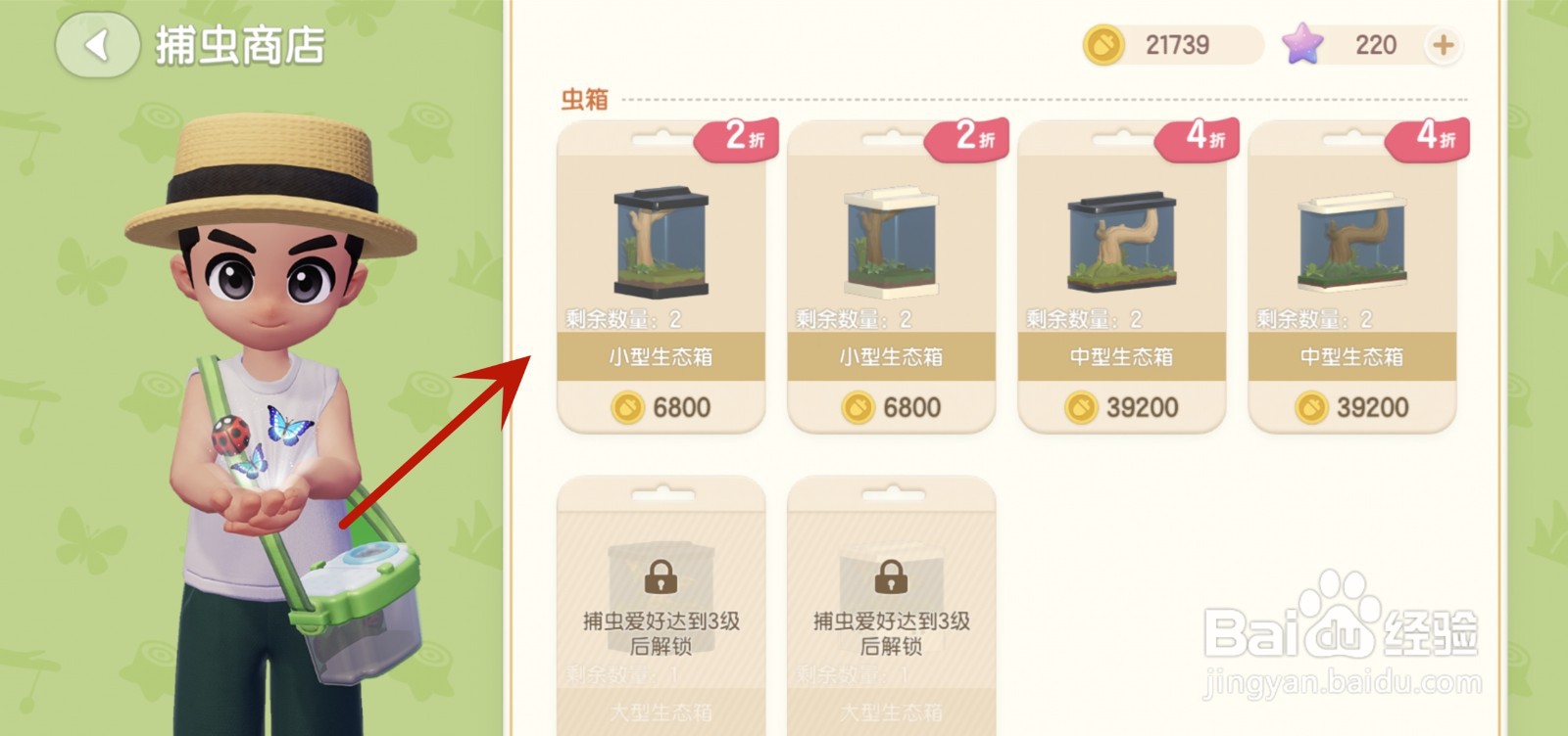 心动小镇怎么购买小型生态箱