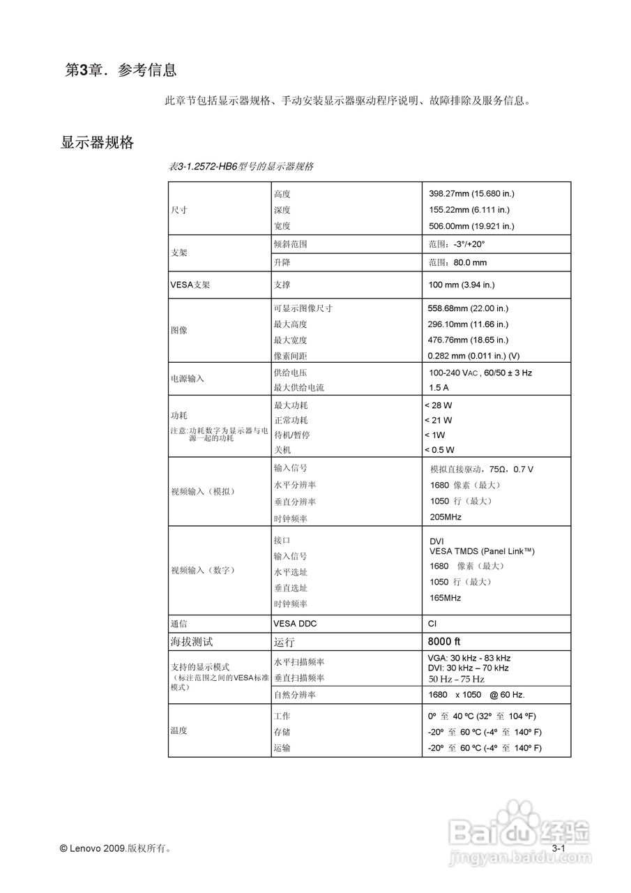 联想L2250Pwd液晶显示器使用说明书:[3]