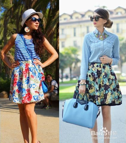 10款印花半身裙美搭,绽放光彩吸眼球