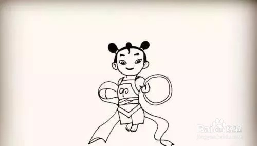 人物系列简笔画——脚踩风火轮的哪吒怎么画
