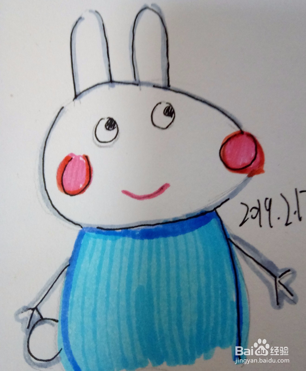 如何画小猪佩奇里的小兔瑞贝卡