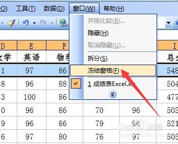 Excel 2003 冻结窗口(窗格)的使用
