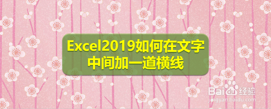 <b>Excel2019如何在文字中间加一道横线</b>