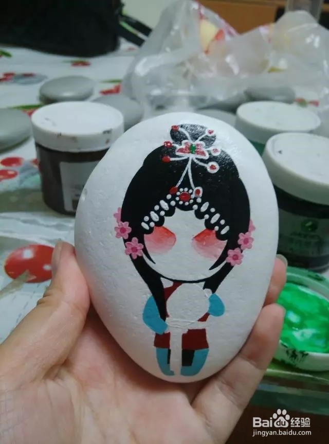 京剧人物手绘石头画的画法