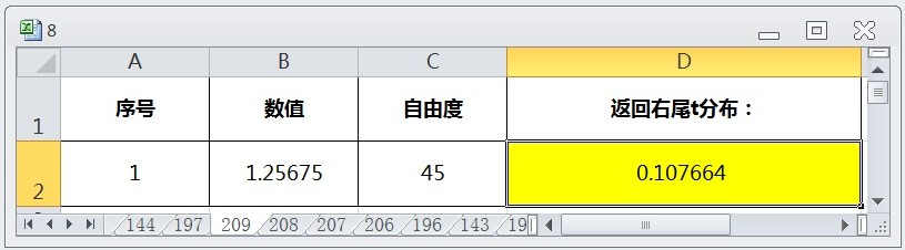 EXCEL运用T.DIST.RT函数返回右尾t分布