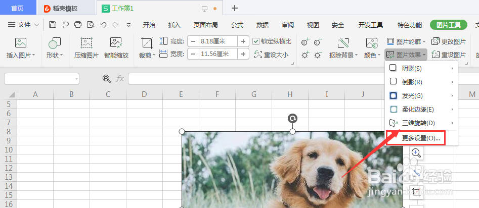 WPS表格中如何给图片添加倒影