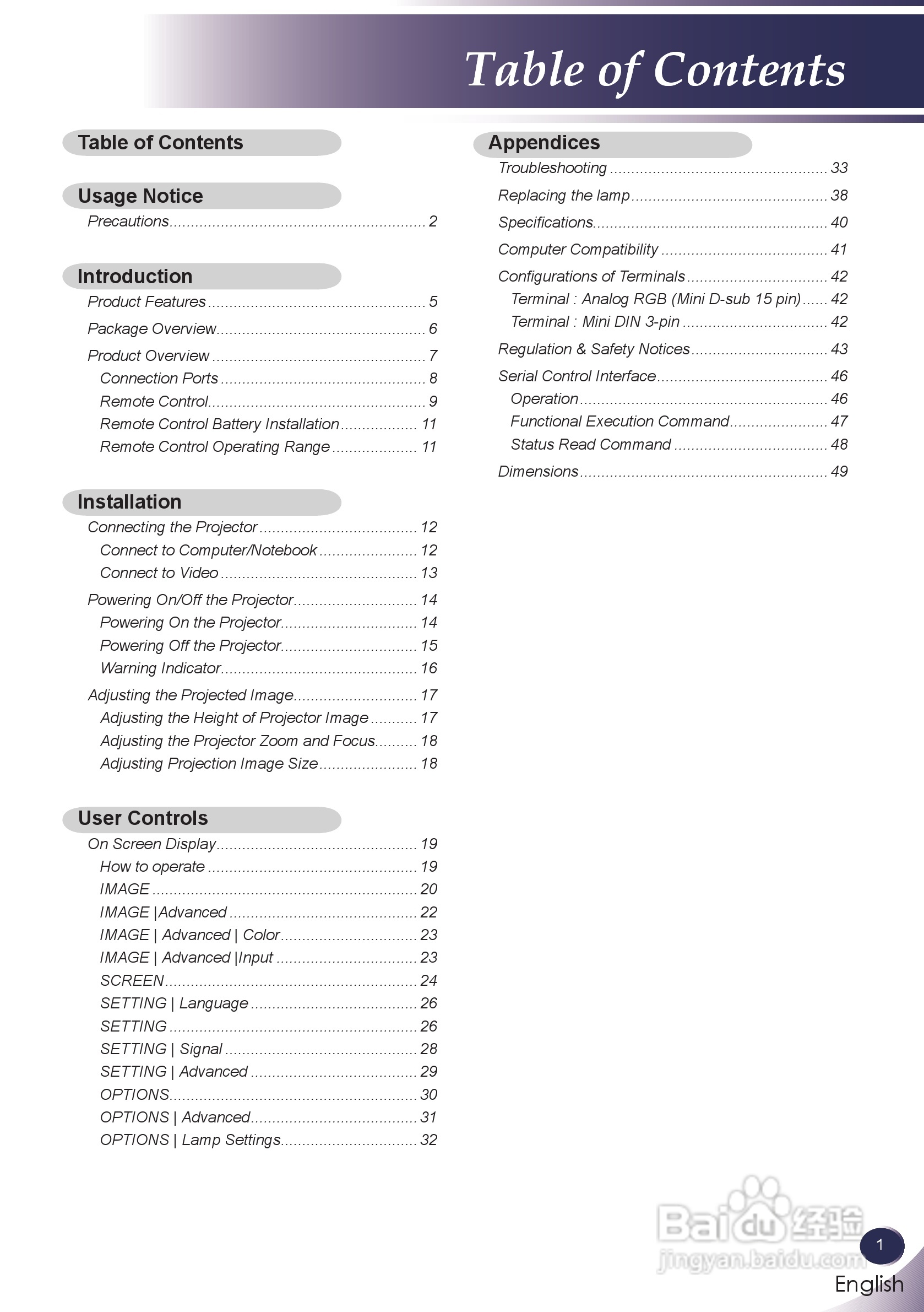 三洋 PDG-DSU30投影机说明书:[1]