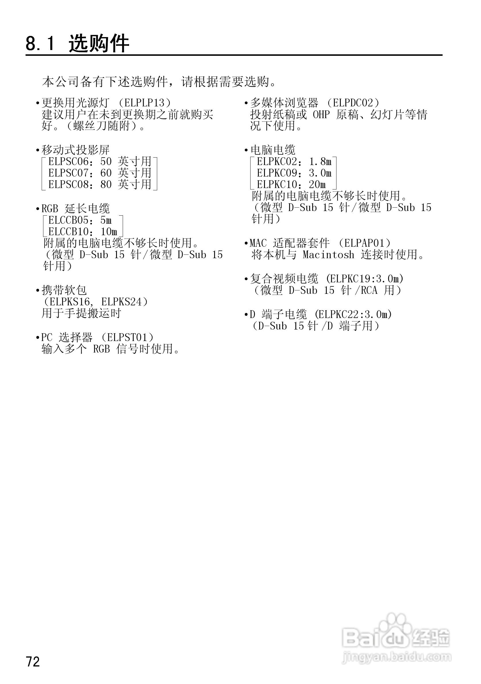 爱普生EMP-50投影仪使用说明书:[8]