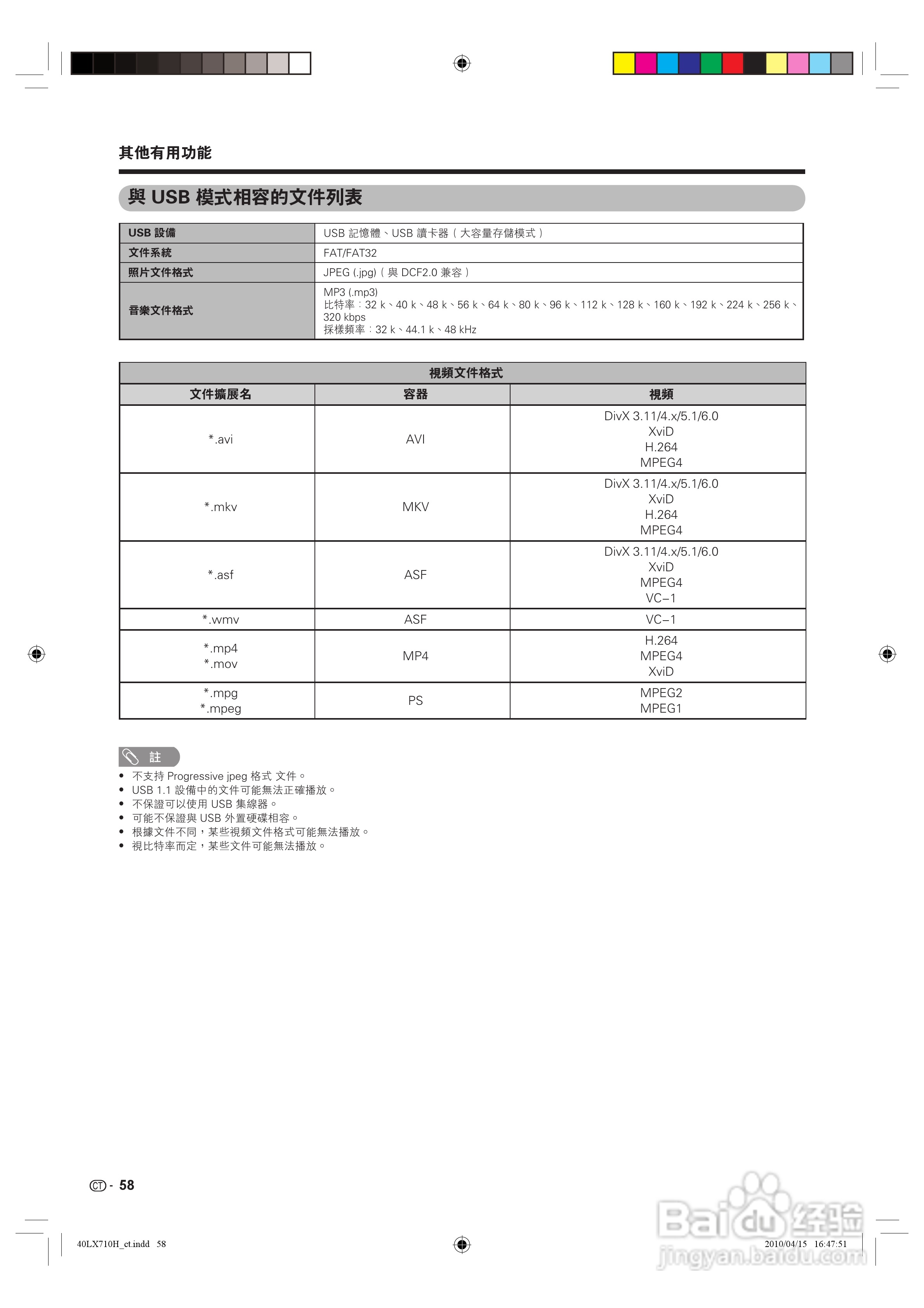 声宝LC-40LX710H型液晶电视机说明书:[6]