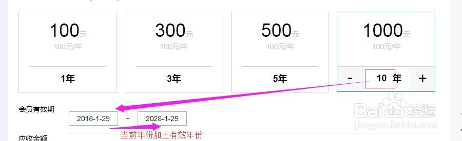jq获取当前年月日,年份相加做(会员有效年份)