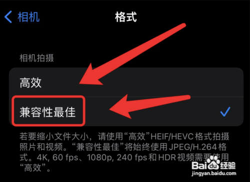 苹果相机怎么设置最佳兼容性