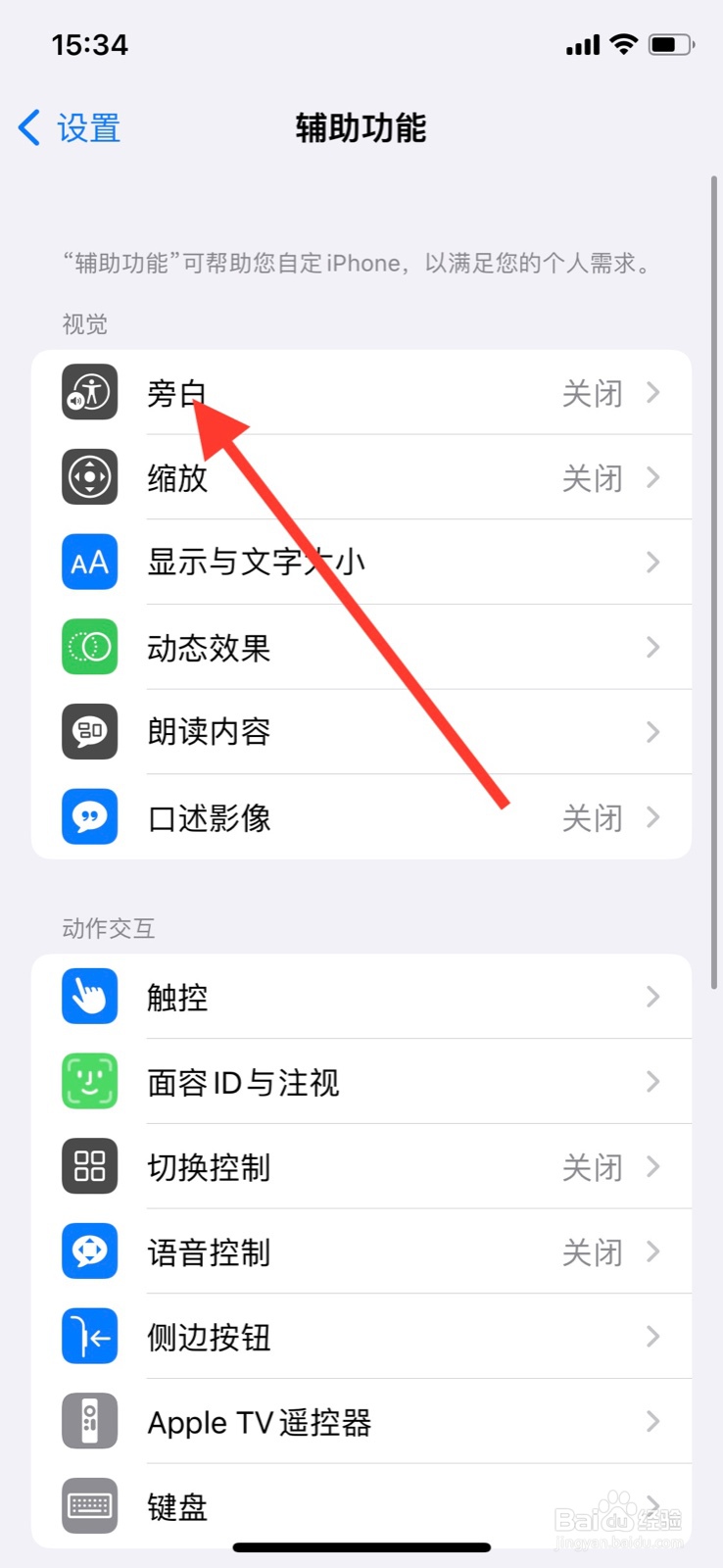 iPhone旁白转子怎样开启“缩放”指令