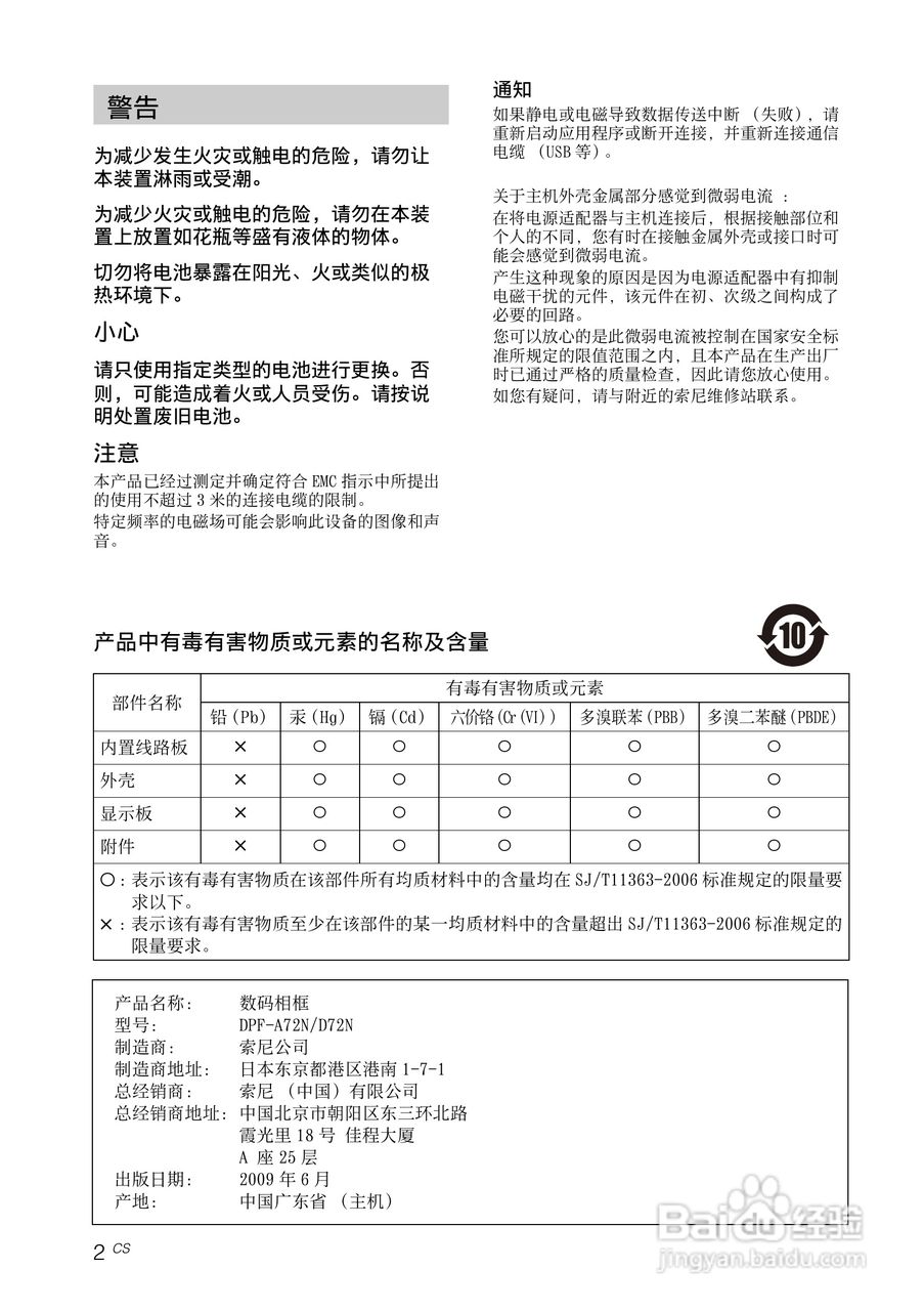 索尼DPF-A72N数码相框使用说明书:[1]