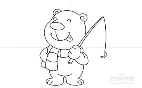 画一条钓鱼线和钩子.然后在身体底部画腿.