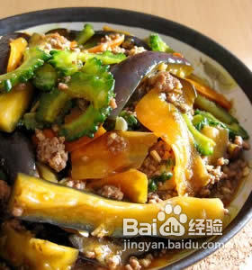肉末苦瓜茄条的做法