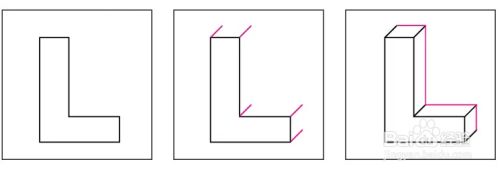 画一个印刷体字母l,添加角度,然后连接.