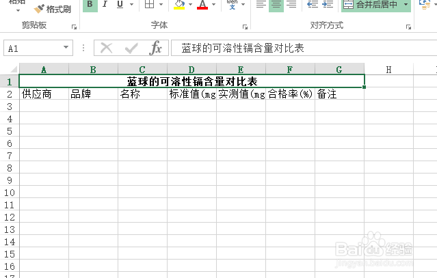 使用Excel怎样创建蓝球的可溶性镉含量对比表