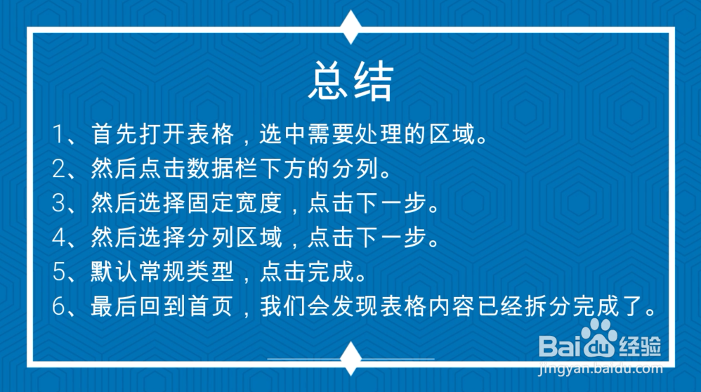 表格如何拆分单元格内容