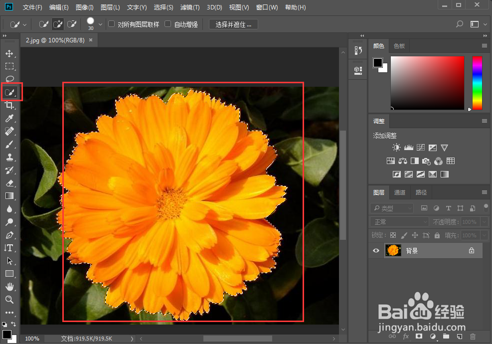 如何在ps中将黄色花变成蓝色花