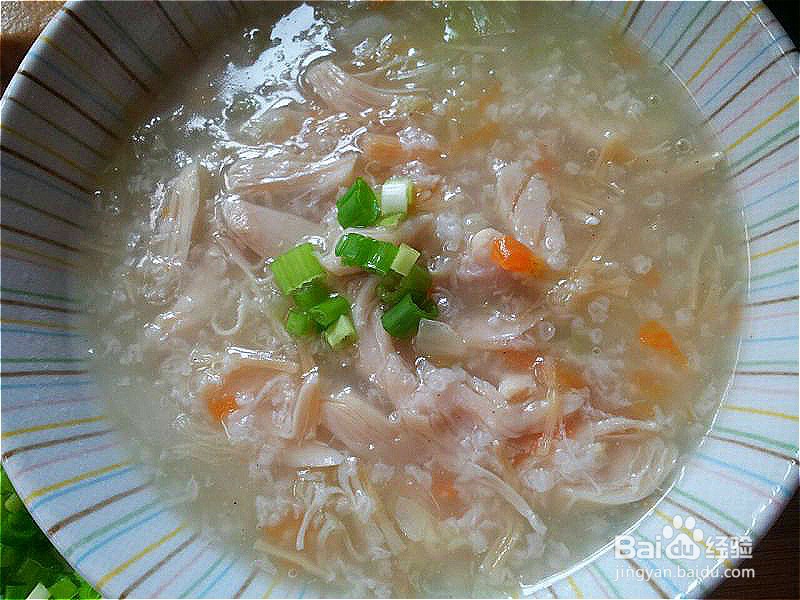 怎样做出家常菜系列之干贝蔬菜鸡肉粥