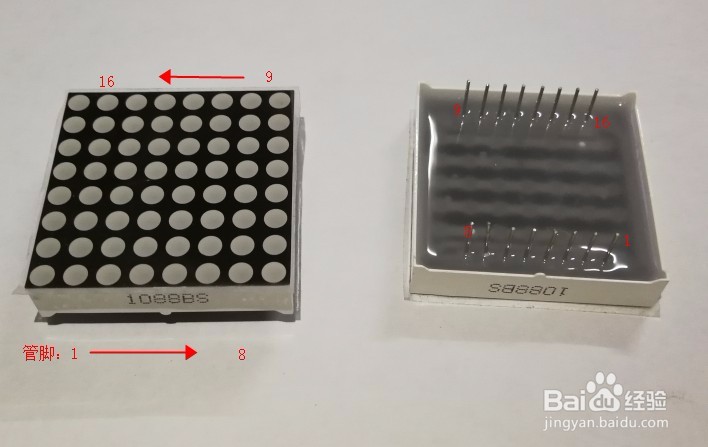 1088BS共阳点阵模块的识别和管脚定义