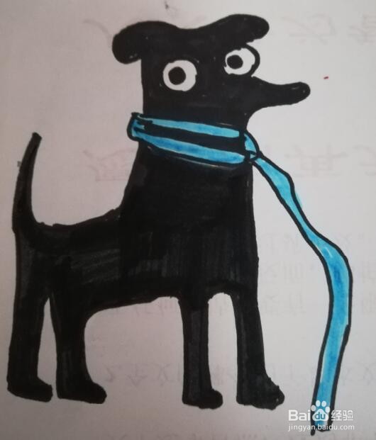 黑狗简笔画 卡通画图片