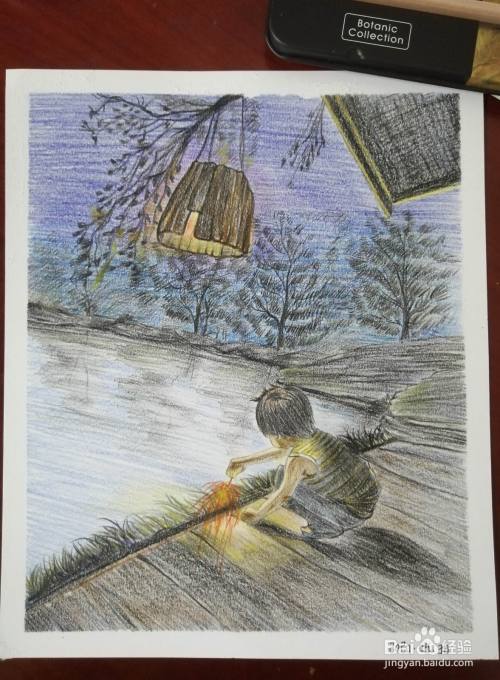如何画好风景彩色铅笔练习之 夏夜花火 百度经验