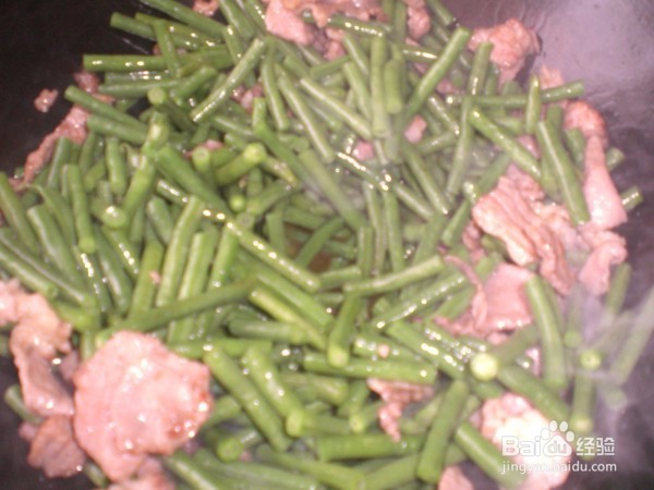 肉片炒长豆（豇豆）