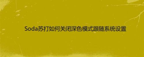 Soda苏打如何关闭深色模式跟随系统设置