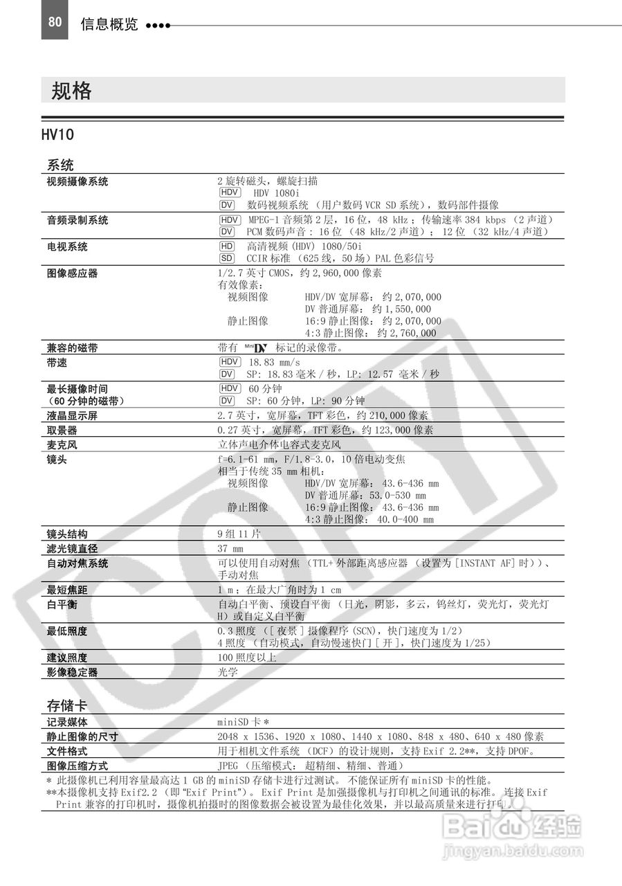 佳能HV10数码摄像机使用说明书:[8]