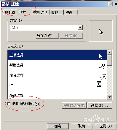 Windows Server 2003如何启用鼠标指针阴影