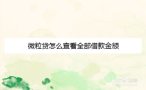 微粒贷怎么查看全部借款