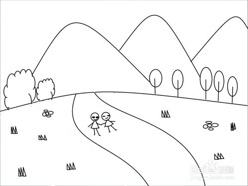 踏青去 简笔画步骤 百度经验