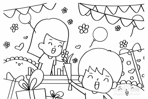 感恩为主题的简笔画