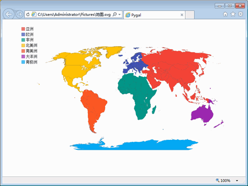 用python调用pygal画世界地图