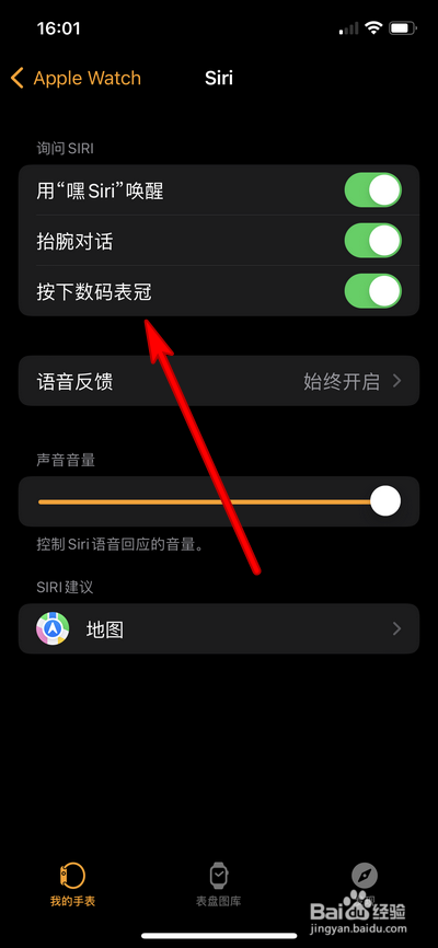 苹果手表按下表冠唤醒语音怎么关闭