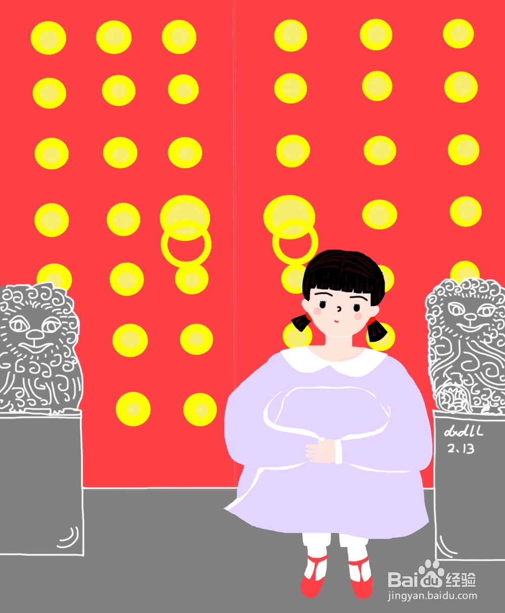 dxdll手绘之门前的女孩