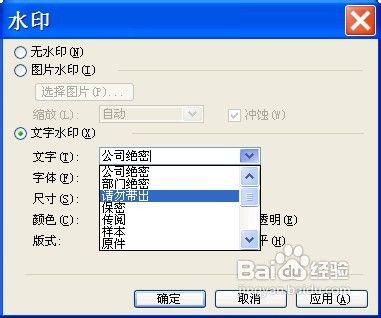 Word2003如何给文档添加文字和图片水印