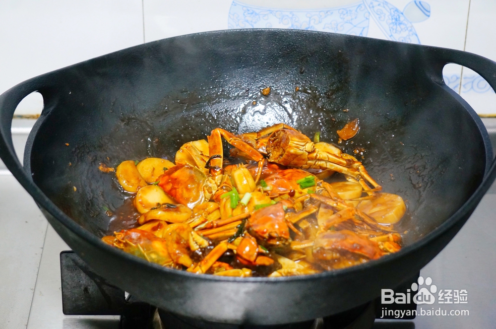 毛蟹大闸蟹炒年糕海鲜美食教程