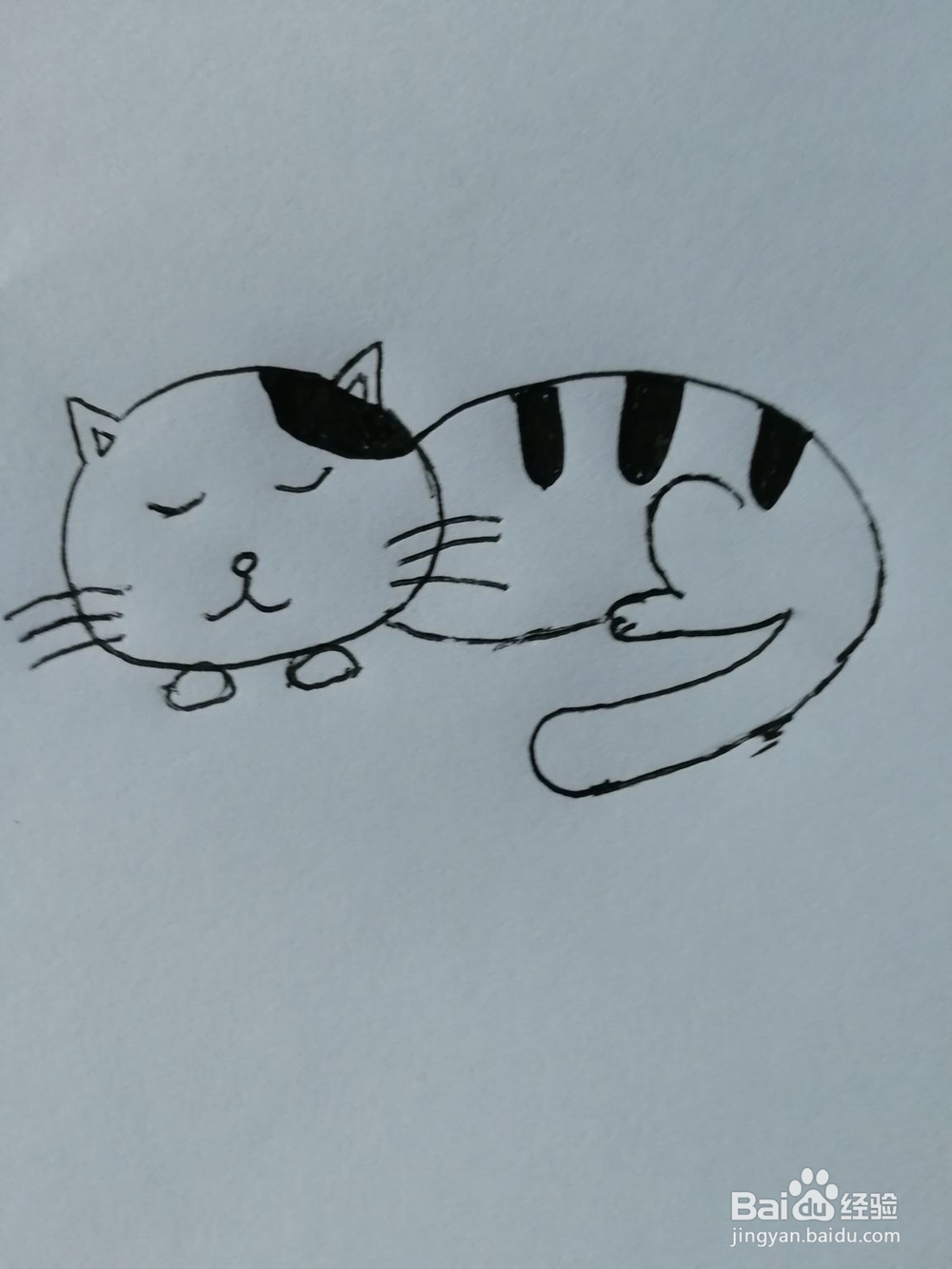 如何画一个简单的爱打盹的小花猫